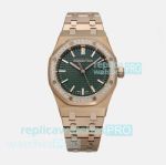 IPF Swiss Copy Audemars Piguet Royal Oak 15551ST Rose Gold Green Face Ladies' Watch 